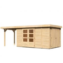 Abri De Jardin En Bois Massif 9,27m² Retola 6 Avec Armoire Intégrée Et Appentis 240cm – Karibu -Jardin Fournitures Rabais abri de jardin en bois massif 927m retola 6 avec armoire integree et appentis 240cm woodfeeling 2