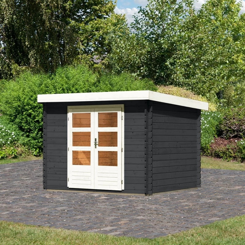 Abri De Jardin En Bois Massif Anthracite 7,04m² Bastrup 3 – Karibu 1 Abri De Jardin En Bois Massif Anthracite 7,04m² Bastrup 3 – Karibu