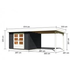 Abri De Jardin En Bois Massif Anthracite 8,82m² Bastrup 5 Avec Appentis 300cm – Karibu -Jardin Fournitures Rabais abri de jardin en bois massif anthracite 882m bastrup 5 avec appentis 300cm woodfeeling 2
