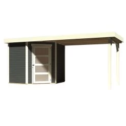 Abri De Jardin En Bois Massif Gris Terre 4,62m² Schwandorf 3 Avec Appentis 280cm – Karibu -Jardin Fournitures Rabais abri de jardin en bois massif gris terre 462m schwandorf 3 avec appentis 280cm woodfeeling 2