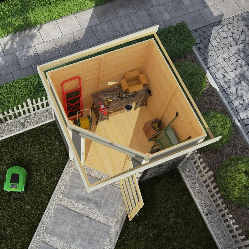 Abri De Jardin En Bois Massif Gris Terre 4,62m² Schwandorf 3 – Karibu 2 Abri De Jardin En Bois Massif Gris Terre 4,62m² Schwandorf 3 – Karibu – Image 2