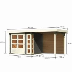 Abri De Jardin En Bois Massif Gris Terre 5,25m² Kerko 3 Avec Appentis 240cm Et Paroi Arrière – Karibu -Jardin Fournitures Rabais abri de jardin en bois massif gris terre 525m kerko 3 avec appentis 240cm et paroi arriere woodfeeling 2