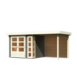 Abri De Jardin En Bois Massif Gris Terre 5,25m² Kerko 3 Avec Appentis 240cm Et Paroi Arrière – Karibu -Jardin Fournitures Rabais abri de jardin en bois massif gris terre 525m kerko 3 avec appentis 240cm et paroi arriere woodfeeling 3