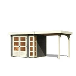 Abri De Jardin En Bois Massif Gris Terre 5,25m² Kerko 3 Avec Appentis 240cm – Karibu -Jardin Fournitures Rabais abri de jardin en bois massif gris terre 525m kerko 3 avec appentis 240cm woodfeeling 2