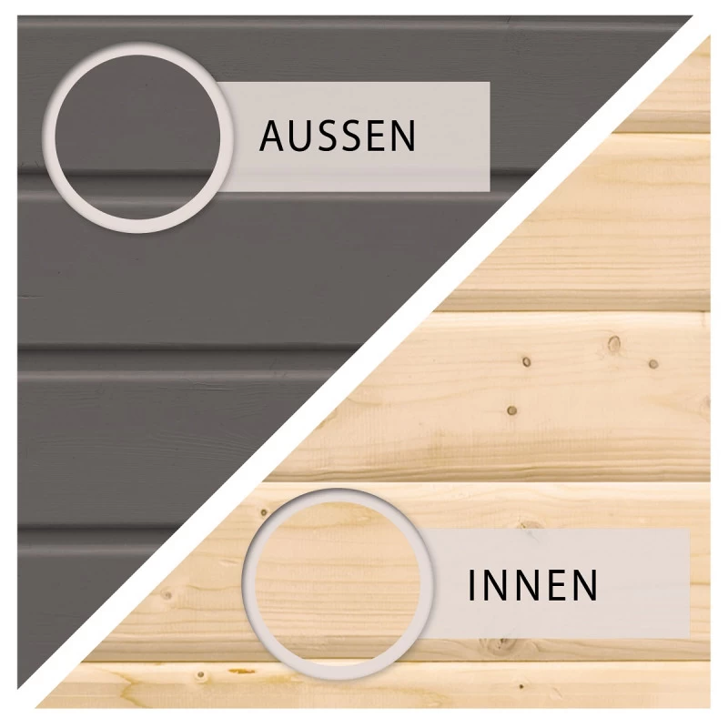 Abri De Jardin En Bois Massif Gris Terre 5,25m² Kerko 3 Avec Appentis 280cm Et Paroi Arrière – Karibu 4 Abri De Jardin En Bois Massif Gris Terre 5,25m² Kerko 3 Avec Appentis 280cm Et Paroi Arrière – Karibu – Image 4