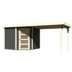 Abri De Jardin En Bois Massif Gris Terre 5,95m² Schwandorf 5 Avec Appentis 280cm – Karibu -Jardin Fournitures Rabais abri de jardin en bois massif gris terre 595m schwandorf 5 avec appentis 280cm woodfeeling 2