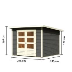 Abri De Jardin En Bois Massif Gris Terre 6,05m² Stockach 4 – Karibu -Jardin Fournitures Rabais abri de jardin en bois massif gris terre 605m stockach 4 woodfeeling 2