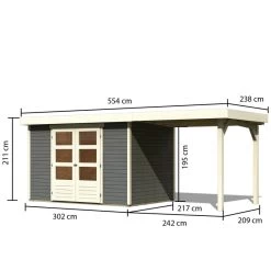 Abri De Jardin En Bois Massif Gris Terre 6,55m² Askola 4 Avec Appentis 240cm - Karibu -Jardin Fournitures Rabais abri de jardin en bois massif gris terre 655m askola 4 avec appentis 240cm woodfeeling 2