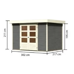 Abri De Jardin En Bois Massif Gris Terre 6,55m² Askola 4 - Karibu -Jardin Fournitures Rabais abri de jardin en bois massif gris terre 655m askola 4 woodfeeling 2
