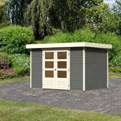 Abri De Jardin En Bois Massif Gris Terre 6,55m² Askola 4 - Karibu