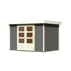 Abri De Jardin En Bois Massif Gris Terre 6,55m² Askola 4 - Karibu -Jardin Fournitures Rabais abri de jardin en bois massif gris terre 655m askola 4 woodfeeling 3