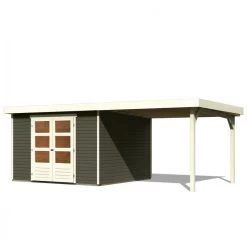 Abri De Jardin En Bois Massif Gris Terre 9,24m² Askola 6 Avec Appentis 280cm – Karibu -Jardin Fournitures Rabais abri de jardin en bois massif gris terre 924m askola 6 avec appentis 280cm woodfeeling 2