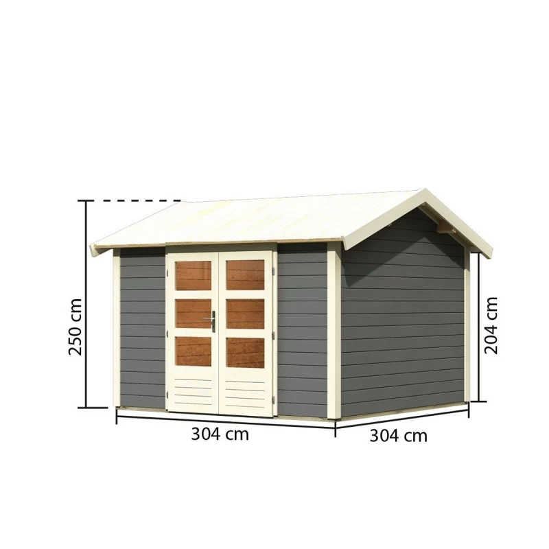 Abri De Jardin En Bois Massif Gris Terre 9,24m² Theres 7 – Karibu 2 Abri De Jardin En Bois Massif Gris Terre 9,24m² Theres 7 – Karibu – Image 2