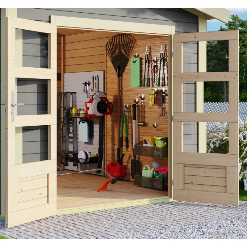 Abri De Jardin En Bois Massif Gris Terre 9,24m² Theres 7 – Karibu 4 Abri De Jardin En Bois Massif Gris Terre 9,24m² Theres 7 – Karibu – Image 4