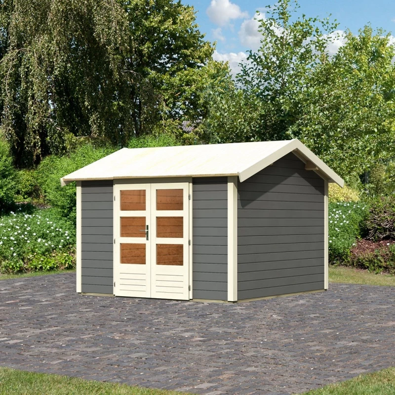 Abri De Jardin En Bois Massif Gris Terre 9,24m² Theres 7 – Karibu 1 Abri De Jardin En Bois Massif Gris Terre 9,24m² Theres 7 – Karibu
