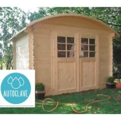 Abri De Jardin En Bois Traité Autoclave 28mm 7,09m² Toit Berceau SOLID
