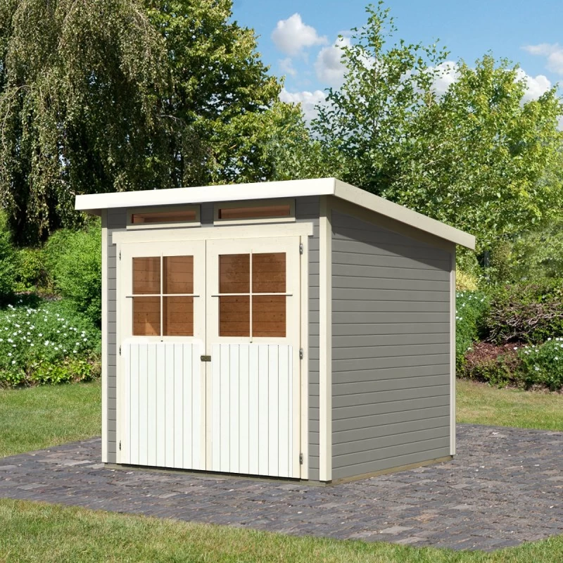 Abri De Jardin En Bois Vitrifié Gris 19mm 4.62m² Glücksburg 3 - Karibu 1 Abri De Jardin En Bois Vitrifié Gris 19mm 4.62m² Glücksburg 3 - Karibu