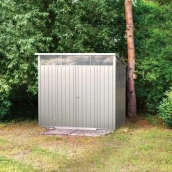 Abri De Jardin En Métal Gris 5,22m² + Kit D'ancrage + Kit De Fondation DURAMAX