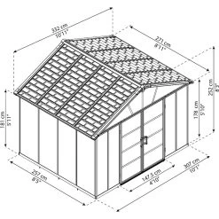 Abri De Jardin En Polycarbonate 7,9m² Avec Plancher YUKON - Palram - Canopia -Jardin Fournitures Rabais abri de jardin en polycarbonate 79m avec plancher yukon palram 2