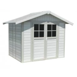 Abri De Jardin En PVC 4,9m² DECO Blanc Et Gris Vert Grosfillex + Kit Ancrage Offert -Jardin Fournitures Rabais abri de jardin en pvc 49m deco blanc et gris vert grosfillex 3