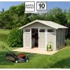 Abri De Jardin En PVC 7,53m² UTILITY Blanc Et Gris Vert Grosfillex + Kit Ancrage Offert