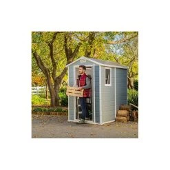 Abri De Jardin En Résine 2,5m² Premium 46 S Gris Clair + Plancher - Keter