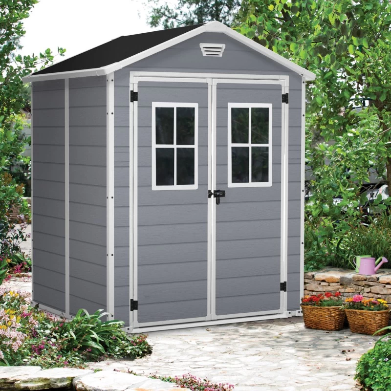 Abri De Jardin En Résine 2,8m² Gris Clair Premium 65 DPF + Plancher Keter 1 Abri De Jardin En Résine 2,8m² Gris Clair Premium 65 DPF + Plancher Keter