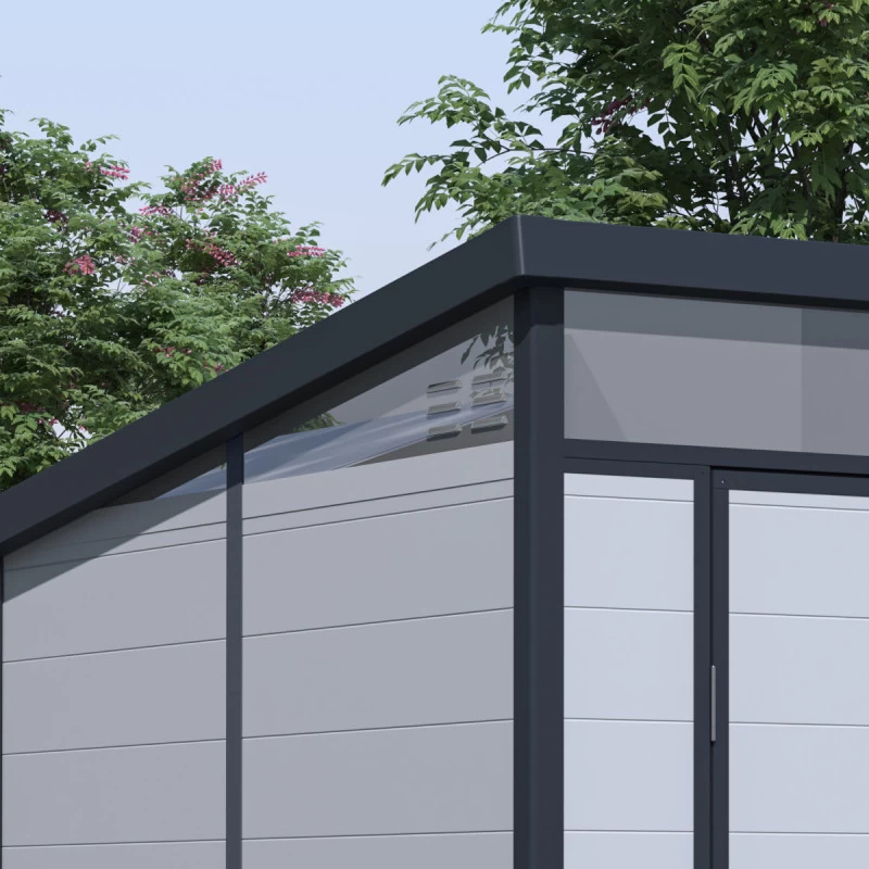 Abri De Jardin En Résine 3,24m² Gris Clair Toit Monopente Skylight + Plancher - Jobu 3 Abri De Jardin En Résine 3,24m² Gris Clair Toit Monopente Skylight + Plancher - Jobu – Image 3