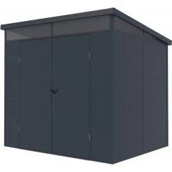 Abri De Jardin En Résine 4,10m² Anthracite Toit Monopente Skylight + Plancher - Jobu -Jardin Fournitures Rabais abri de jardin en resine 410m anthracite toit monopente skylight plancher jobu 5