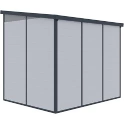 Abri De Jardin En Résine 4,10m² Gris Clair Toit Monopente Skylight + Plancher - Jobu -Jardin Fournitures Rabais abri de jardin en resine 410m gris clair toit monopente skylight plancher jobu 2