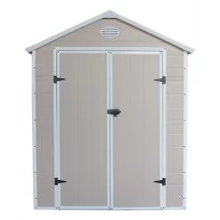 Abri De Jardin En Résine Beige 5,32m² + Kit De Fondation - JOBU -Jardin Fournitures Rabais abri de jardin en resine beige 532m kit de fondation jobu 2