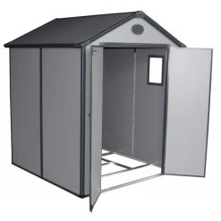 Abri De Jardin En Résine Gris 3,65m² + Kit De Fondation - JOBU -Jardin Fournitures Rabais abri de jardin en resine gris 365m kit de fondation jobu 3