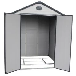 Abri De Jardin En Résine Gris 3,65m² + Kit De Fondation - JOBU -Jardin Fournitures Rabais abri de jardin en resine gris 365m kit de fondation jobu 4