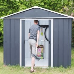 Abri De Jardin Métal Anthracite 12m² + Kit D'ancrage Inclus - YARDMASTER -Jardin Fournitures Rabais abri de jardin metal anthracite 12m kit d ancrage inclus yardmaster 3