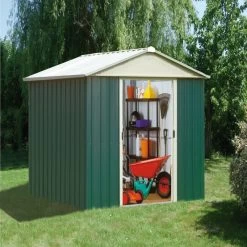 Abri De Jardin Métal Vert 2,77m² + Kit D'ancrage Inclus - YARDMASTER