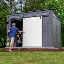 Abri De Jardin Polyéthylène 25mm Gris Foncé 7,30m² Modern + Plancher - SUNCAST -Jardin Fournitures Rabais abri de jardin polyethylene 25mm gris fonce 730m modern plancher suncast 3