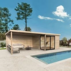 Abri De Jardin Sagres 23m² En Bois Massif 28mm Avec Terrasse Couverte - SOLID