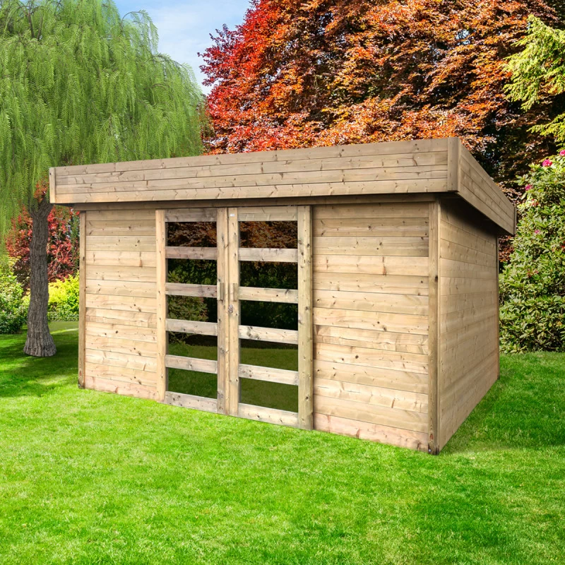 Abri De Jardin Stockholm 11,42m² En Bois Traité Autoclave 28mm Avec Double Porte - SOLID 1 Abri De Jardin Stockholm 11,42m² En Bois Traité Autoclave 28mm Avec Double Porte - SOLID