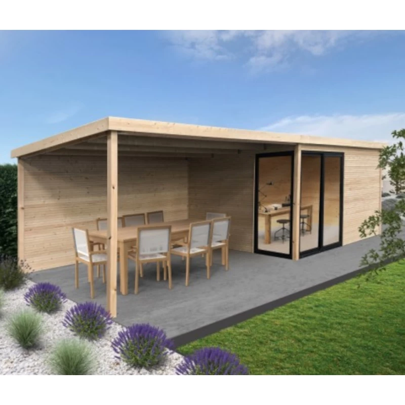 Abri De Jardin Tavira 26m² En Bois Massif 28mm Avec Terrasse Couverte - SOLID 1 Abri De Jardin Tavira 26m² En Bois Massif 28mm Avec Terrasse Couverte - SOLID
