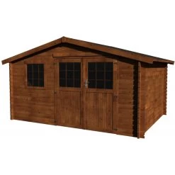 Abri De Jardin Vallauris 16,68m² En Bois Bois Traité Autoclave 34mm Avec Double Porte Et Fenêtre – Décor Et Jardin
