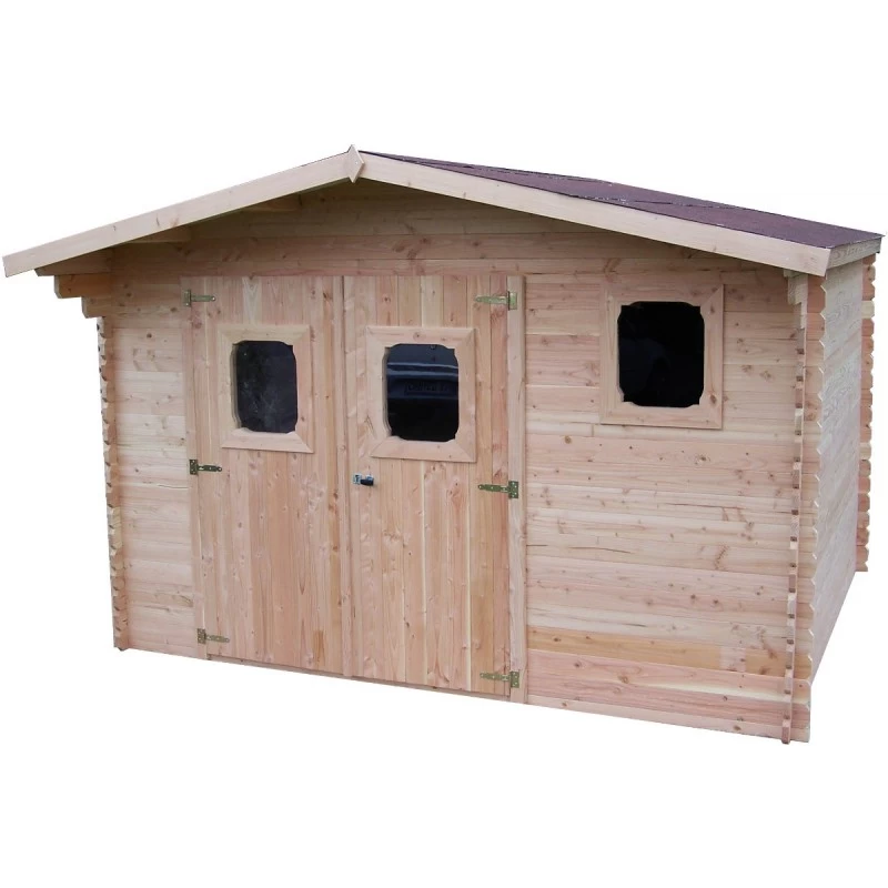 Abri De Jardin En Douglas DOMMAR 15,27m² Madriers 28mm + Couverture Onduline - HABRITA 2 Abri De Jardin En Douglas DOMMAR 15,27m² Madriers 28mm + Couverture Onduline - HABRITA – Image 2