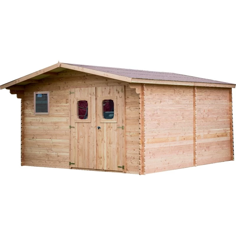 Abri En Madriers Douglas 28mm DOMMAR 23,14m² + Couverture Onduline - HABRITA 2 Abri En Madriers Douglas 28mm DOMMAR 23,14m² + Couverture Onduline - HABRITA – Image 2