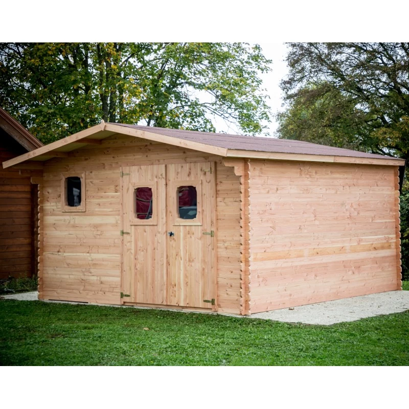 Abri En Madriers Douglas 28mm DOMMAR 23,14m² + Couverture Onduline - HABRITA 1 Abri En Madriers Douglas 28mm DOMMAR 23,14m² + Couverture Onduline - HABRITA