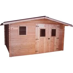 Abri En Bois 12,89m² DUBLIN En Madriers Douglas 28mm + Couverture Onduline - HABRITA -Jardin Fournitures Rabais abri dublin 1289m en madriers douglas 28mm sans plancher habrita 2