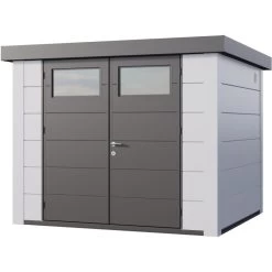 Abri En Acier Galvanisé Blanc 6,4m² Avec Double Porte Eleganto 2724 Telluria
