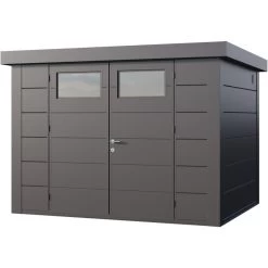 Abri En Acier Galvanisé Gris Anthracite 7,1m² Avec Double Porte Eleganto 3024 Telluria