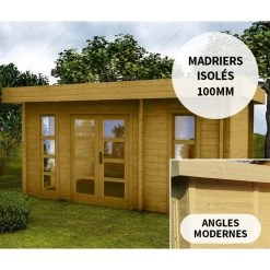 Abri En Bois 15m² Isolation Parois 100mm Traité Marron Gardy Shelter