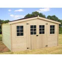 Abri En Bois Massif 12,65m² – Madriers 28mm + Couverture Plaques Ondulées -Jardin Fournitures Rabais abri en bois massif 12m madriers 28mm couverture plaques ondulees 2