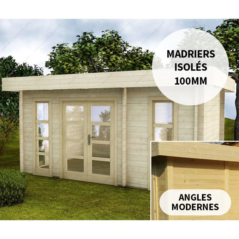 Abri En Bois Massif 15m² Avec Isolation 100mm MODERNE Gardy Shelter 1 Abri En Bois Massif 15m² Avec Isolation 100mm MODERNE Gardy Shelter
