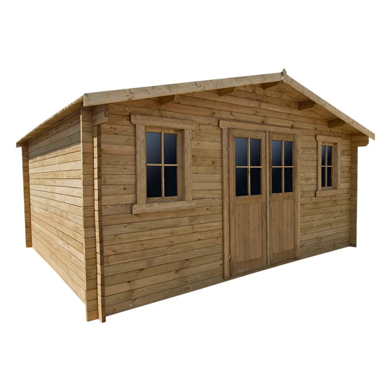 Abri En Bois Massif 19,8m² PLUS 28mm Traité Teinté Marron Gardy Shelter 2 Abri En Bois Massif 19,8m² PLUS 28mm Traité Teinté Marron Gardy Shelter – Image 2